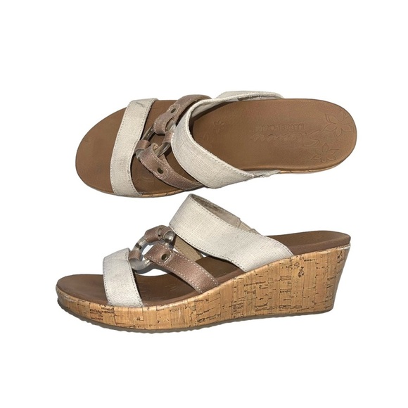 Skechers Cali Beverlee Sail Away Cream Cork Wedge Sandals 10 Women’s - Picture 6 of 13